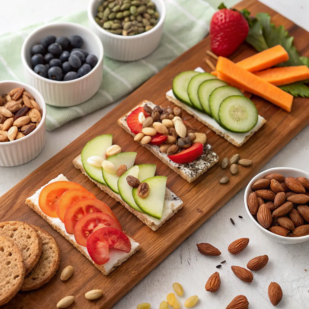 A variety of healthy snacks beautifully arranged
